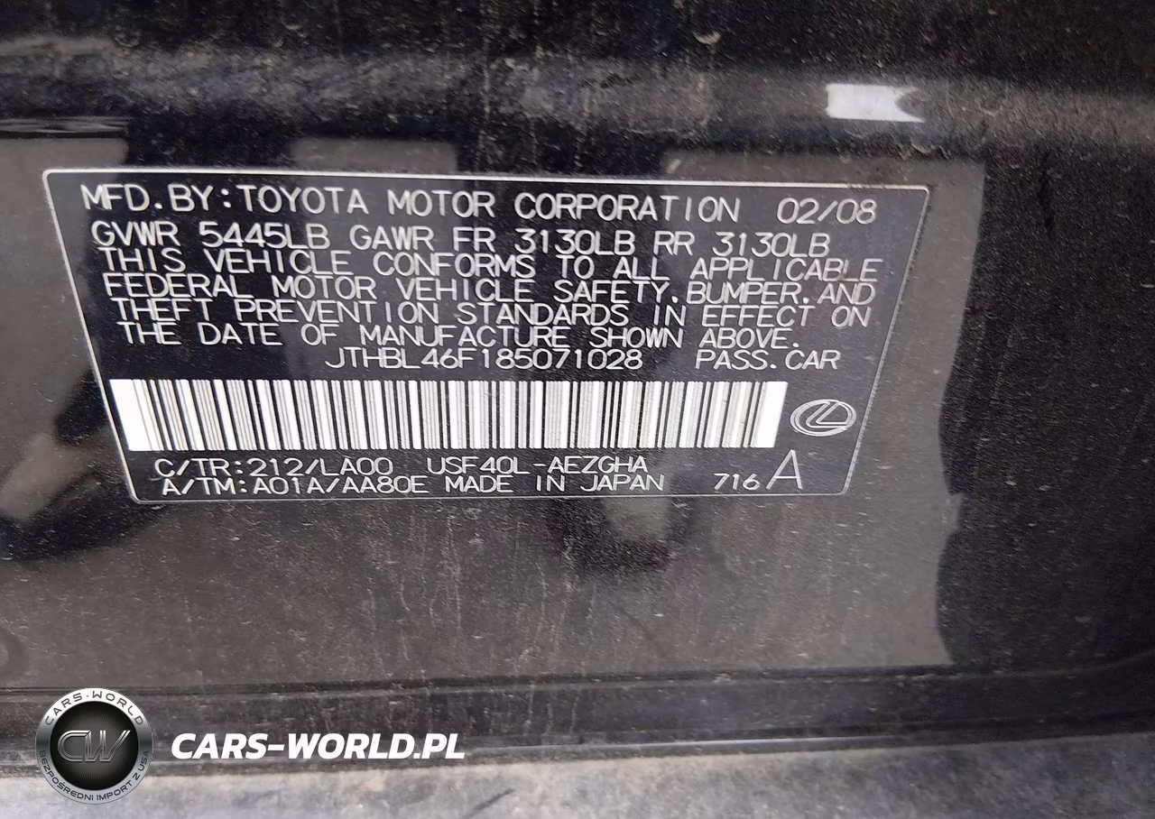 2008 Lexus Ls 460 VIN:JTHBL46F185071028 - 9