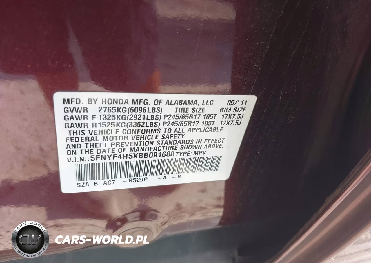 2011 Honda Pilot Ex-L VIN:5FNYF4H5XBB091680 - 9