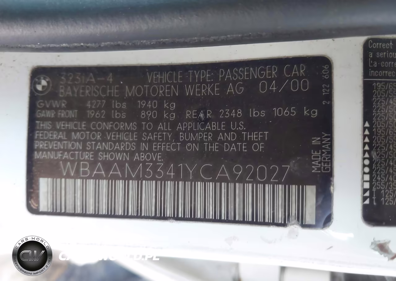 2000 BMW 323I VIN:WBAAM3341YCA92027 - 9