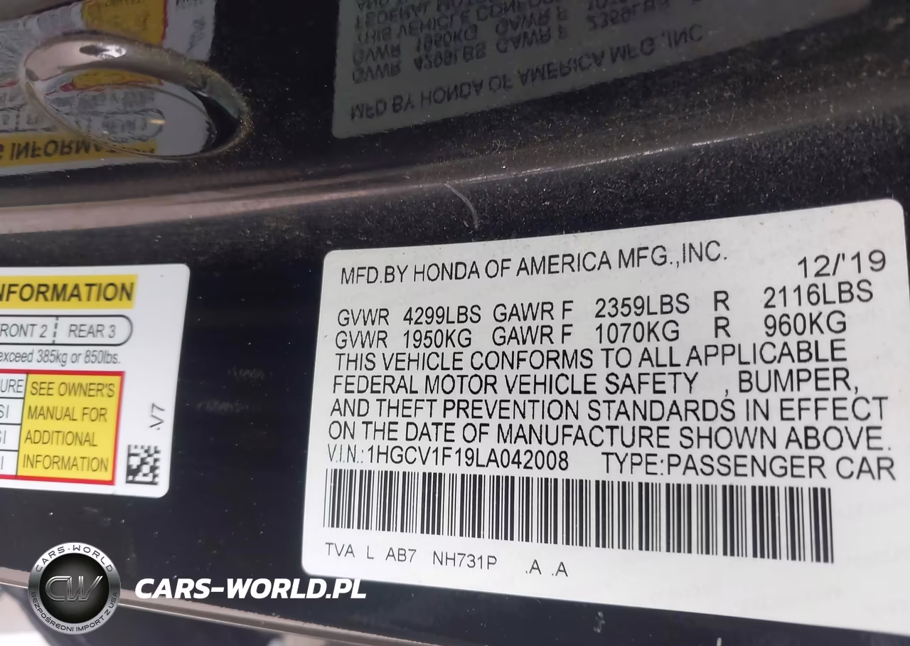 2020 Honda Accord Lx VIN:1HGCV1F19LA042008 - 9