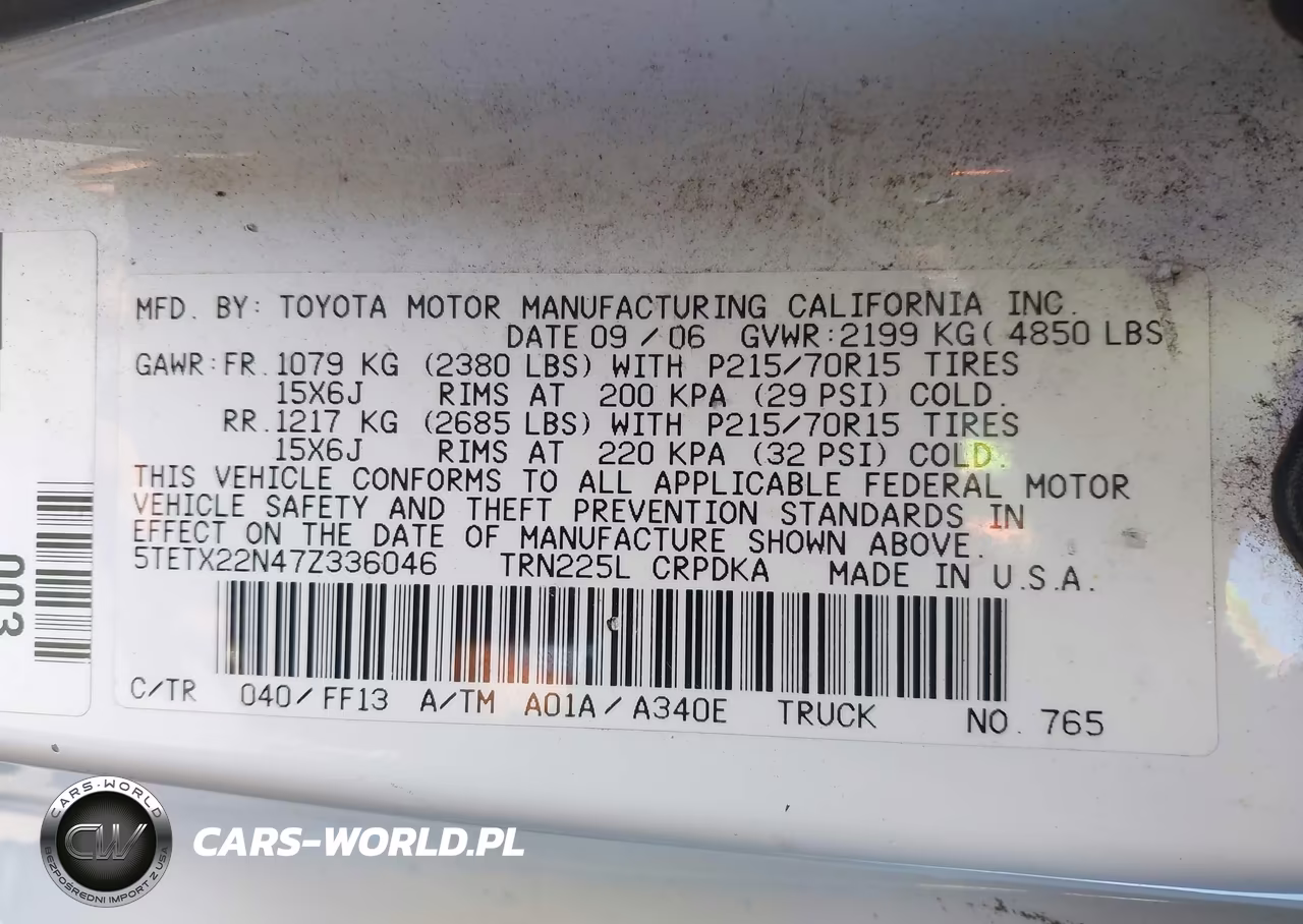 2007 Toyota Tacoma VIN:5TETX22N47Z336046 - 9