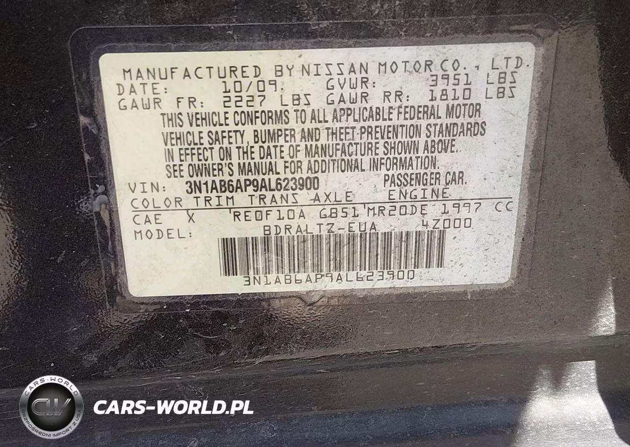 2010 Nissan Sentra 2.0S VIN:3N1AB6AP9AL623900 - 9