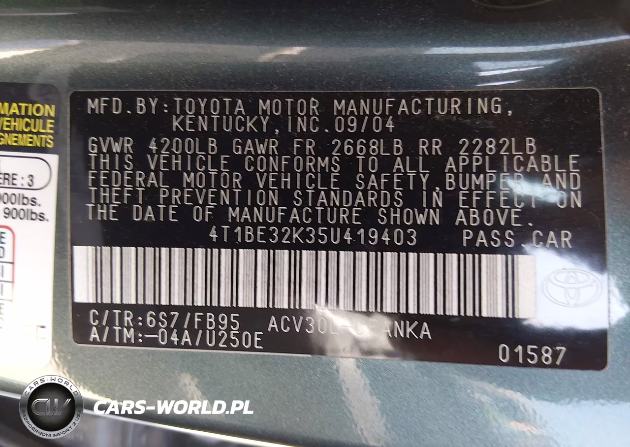 2005 Toyota Camry Le VIN:4T1BE32K35U419403 - 9