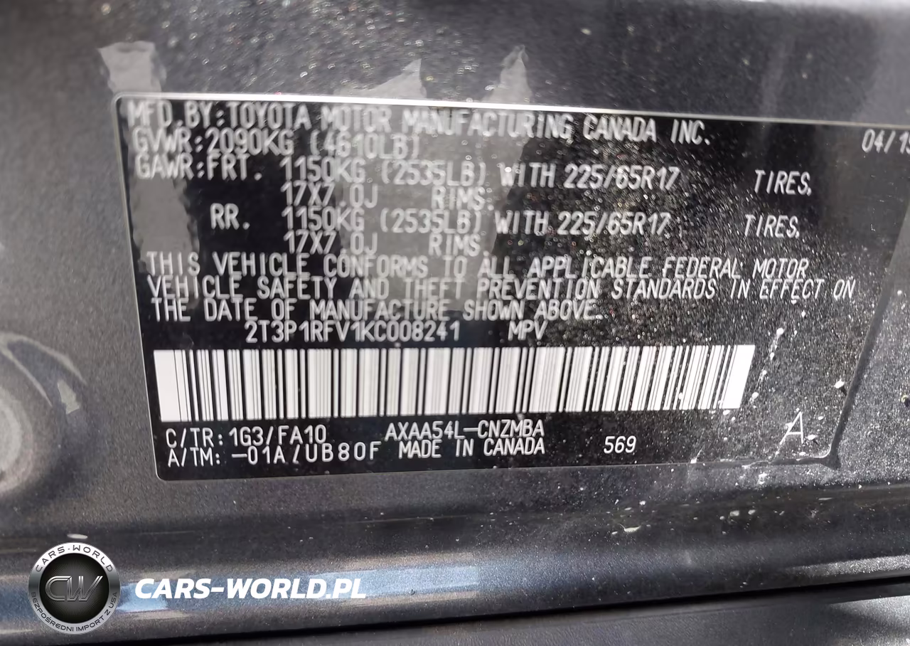 2019 Toyota Rav4 Xle VIN:2T3P1RFV1KC008241 - 9