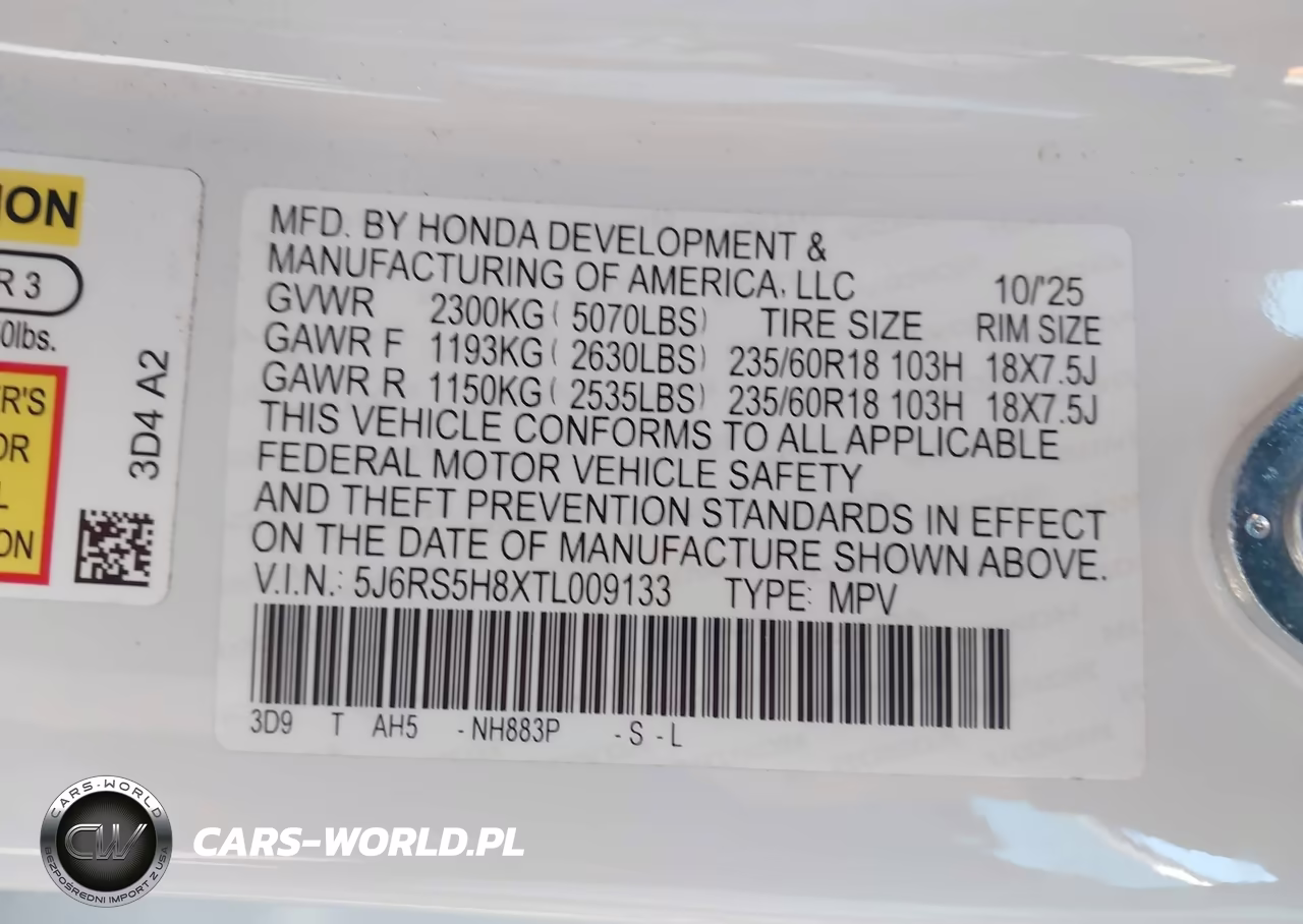2026 Honda Cr-V Hybrid 2Wd Sport-L VIN:5J6RS5H8XTL009133 - 9