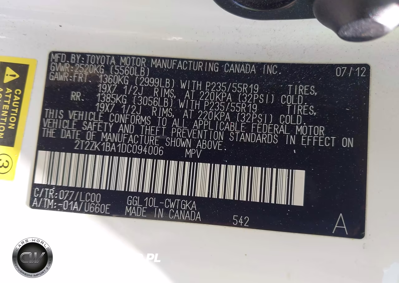 2013 Lexus Rx 350 VIN:2T2ZK1BA1DC094006 - 9