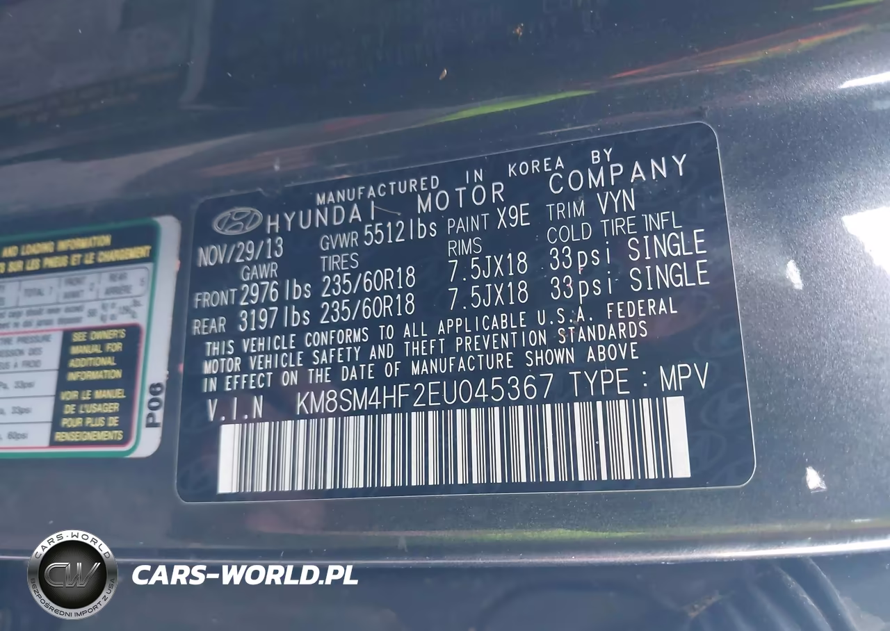 2014 Hyundai Santa Fe Gls VIN:KM8SM4HF2EU045367 - 9