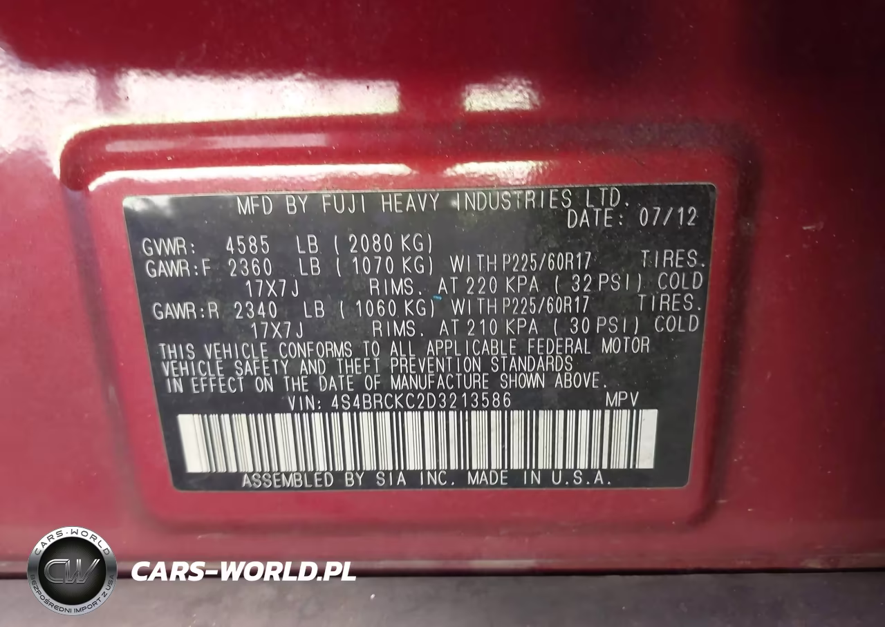 2013 Subaru Outback 2.5I Limited VIN:4S4BRCKC2D3213586 - 9