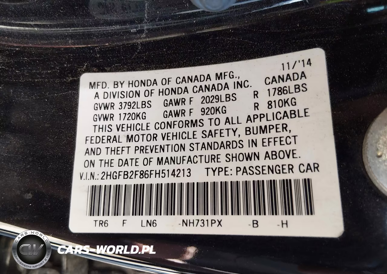 2015 Honda Civic Ex VIN:2HGFB2F86FH514213 - 9