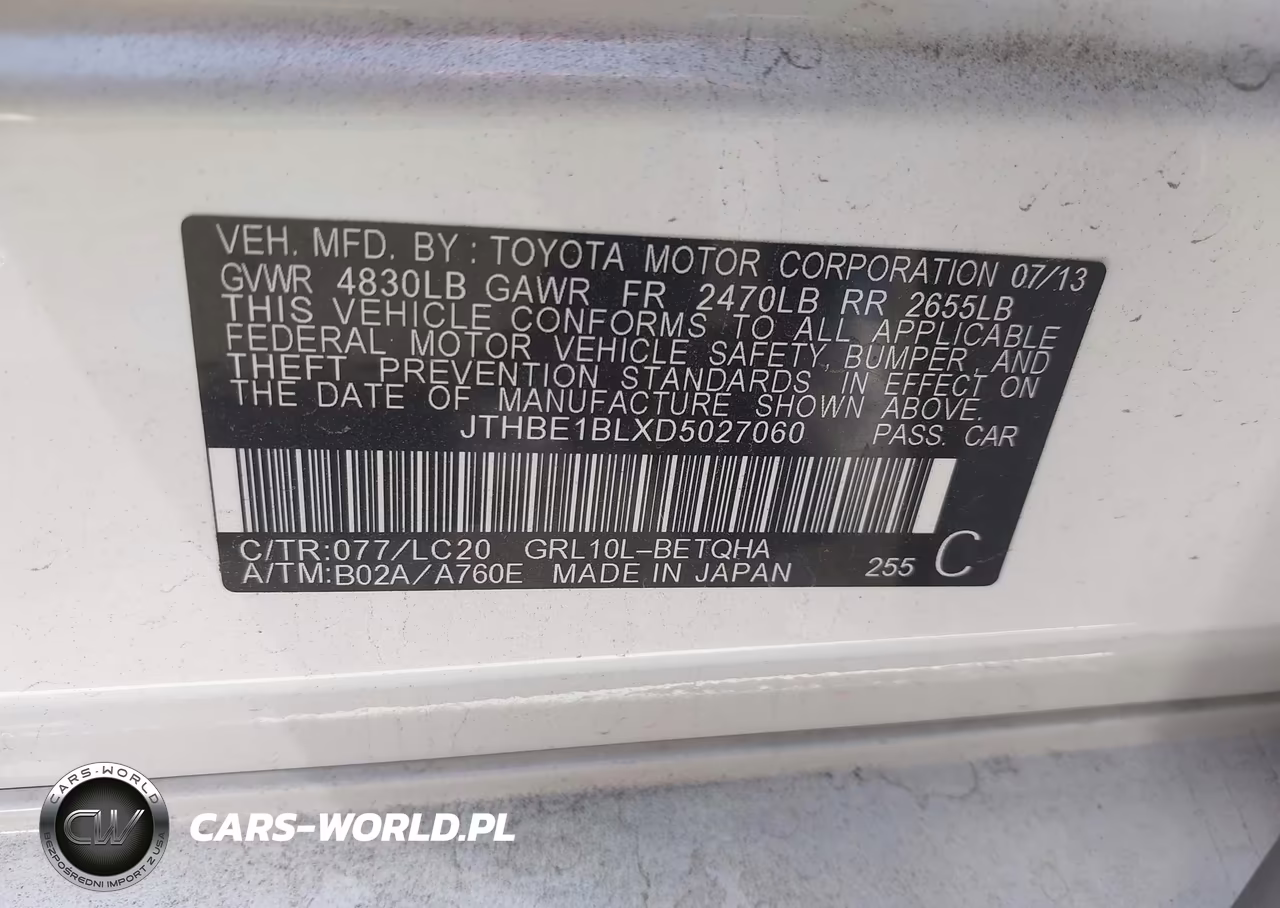 2013 Lexus Gs 350 VIN:JTHBE1BLXD5027060 - 9