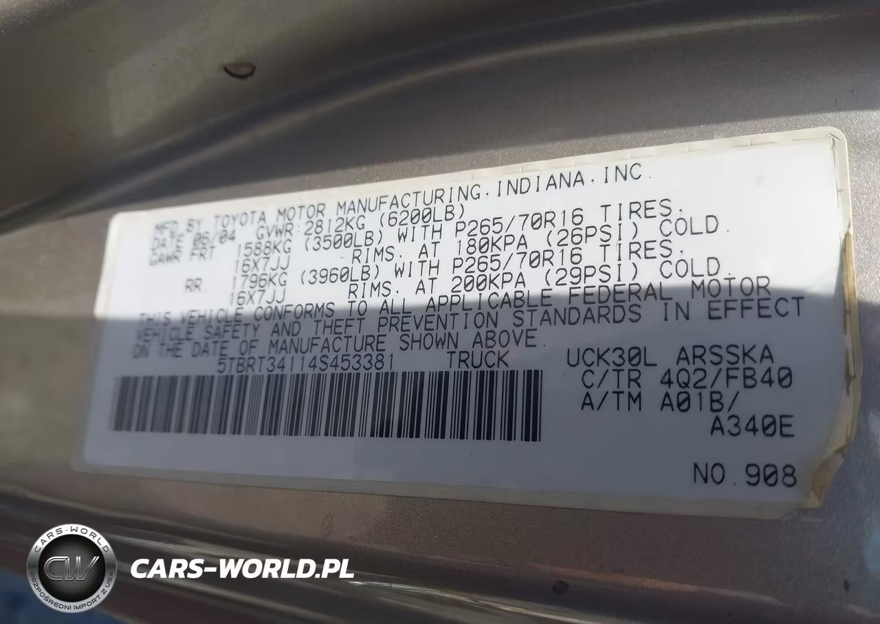 2004 Toyota Tundra Sr5 V8 VIN:5TBRT34114S453381 - 9