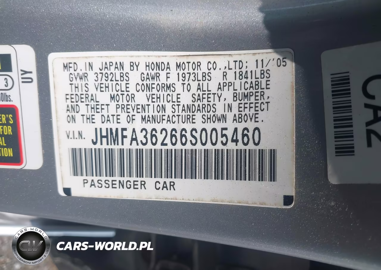 2006 Honda Civic Hybrid VIN:JHMFA36266S005460 - 9