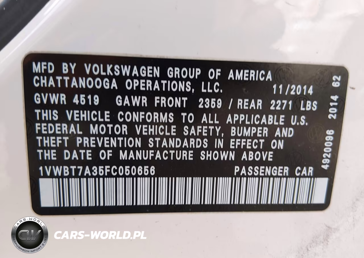 2015 Volkswagen Passat 1.8T Se VIN:1VWBT7A35FC050656 - 9