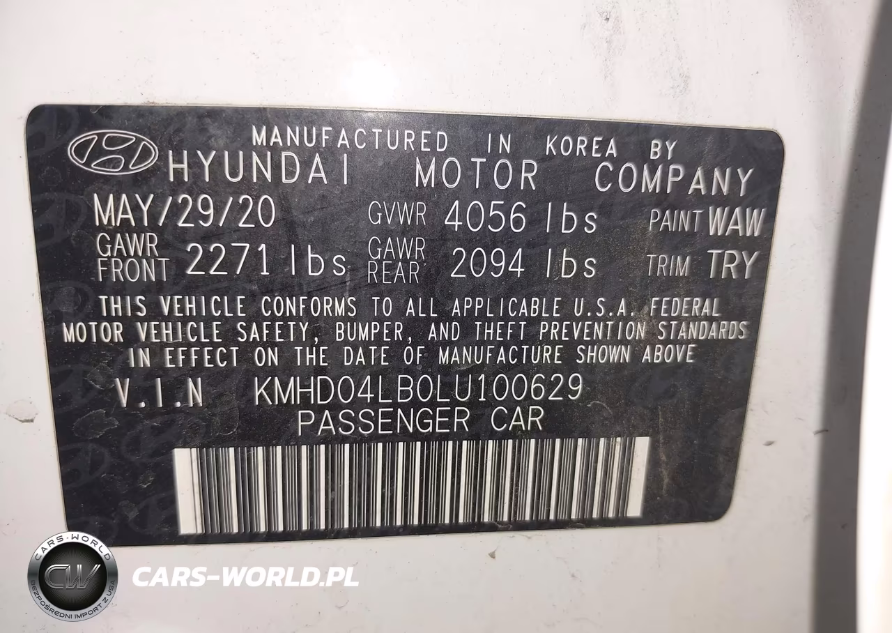 2020 Hyundai Elantra Sport VIN:KMHD04LB0LU100629 - 9