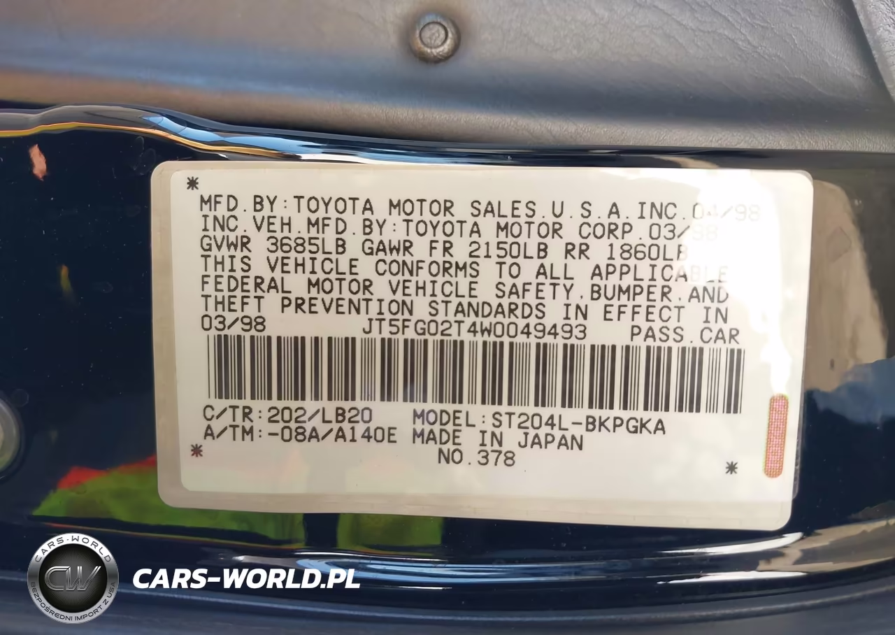 1998 Toyota Celica Gt VIN:JT5FG02T4W0049493 - 9