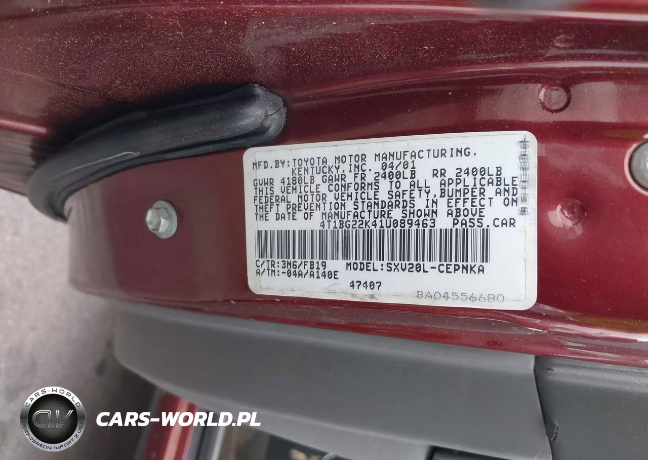 2001 Toyota Camry Le VIN:4T1BG22K41U089463 - 9