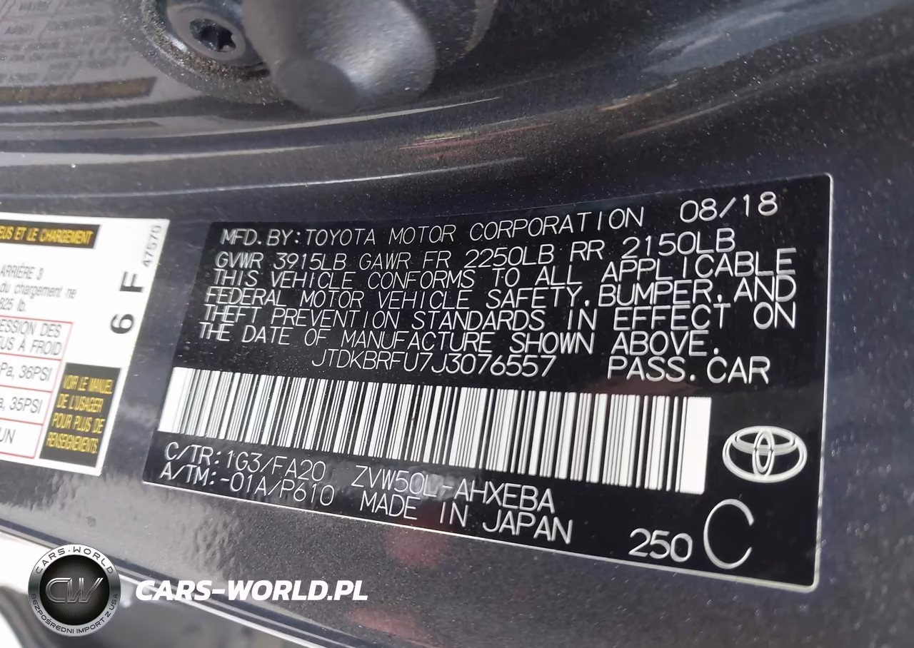 2018 Toyota Prius One VIN:JTDKBRFU7J3076557 - 9