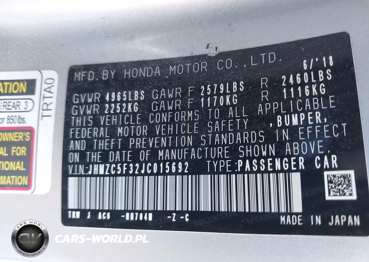 2018 Honda Clarity Plug-In Hybrid Touring VIN:JHMZC5F32JC015692 - 9