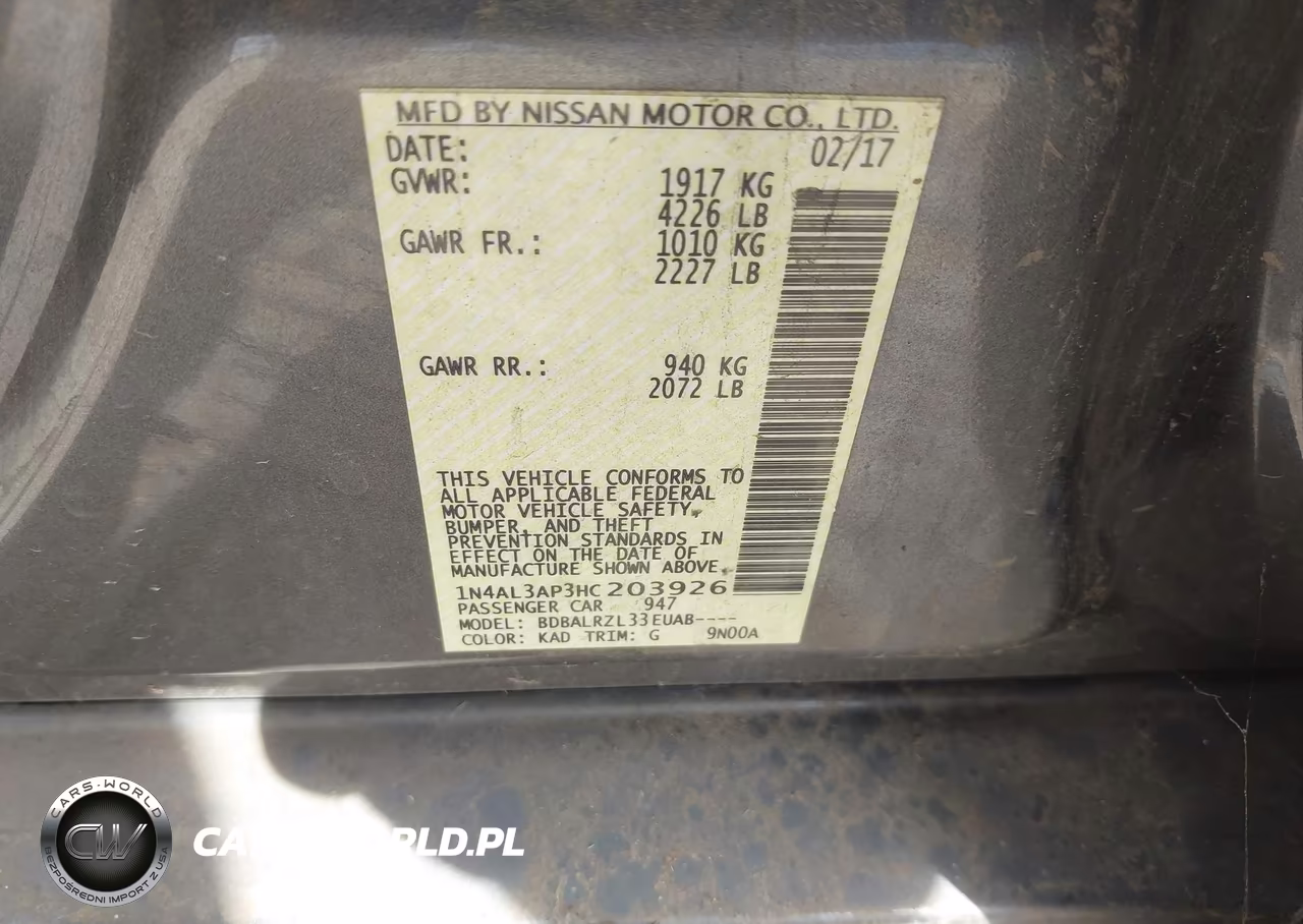2017 Nissan Altima 2.5 Sl VIN:1N4AL3AP3HC203926 - 9