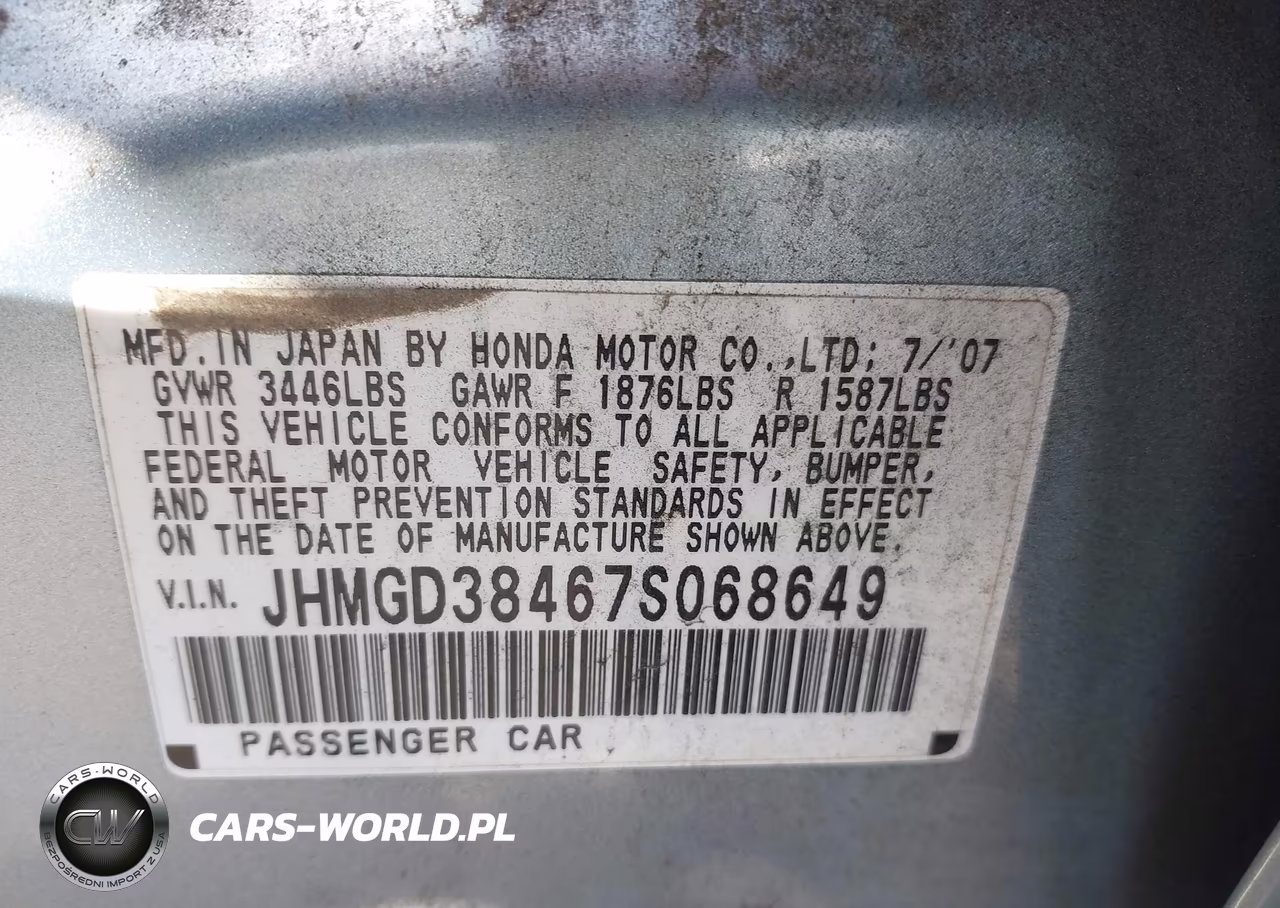 2007 Honda Fit VIN:JHMGD38467S068649 - 9