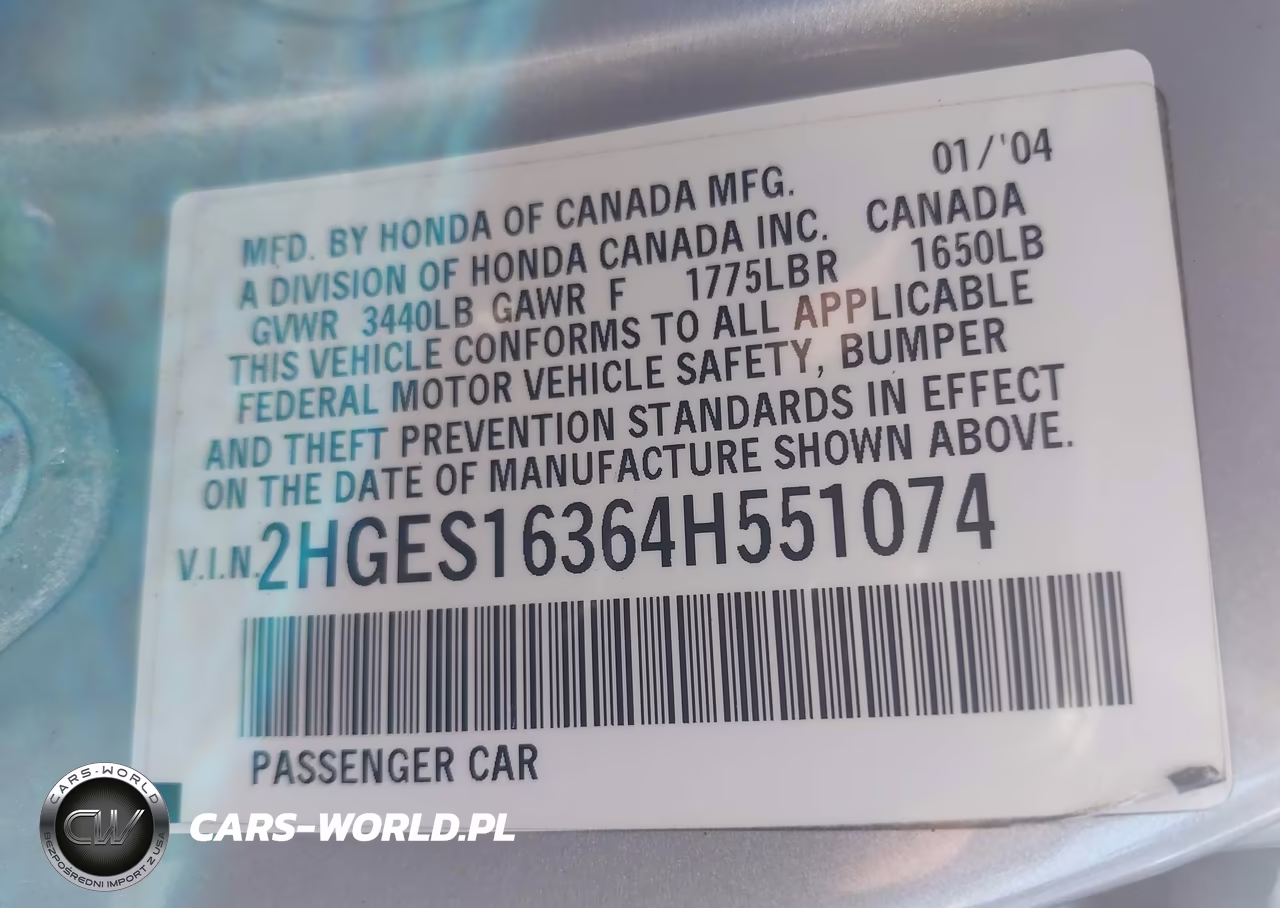 2004 Honda Civic Vp VIN:2HGES16364H551074 - 9