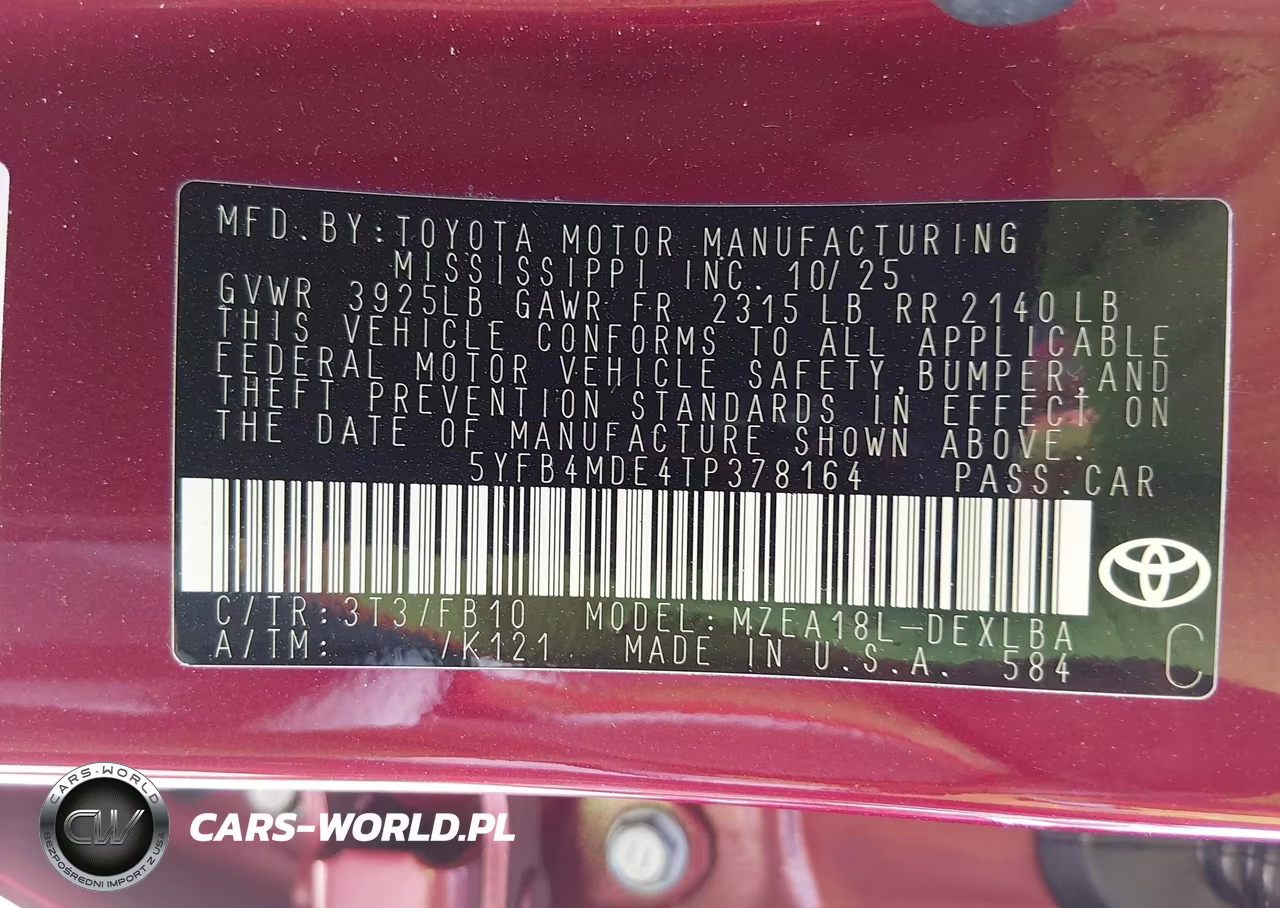 2026 Toyota Corolla Le VIN:5YFB4MDE4TP378164 - 9