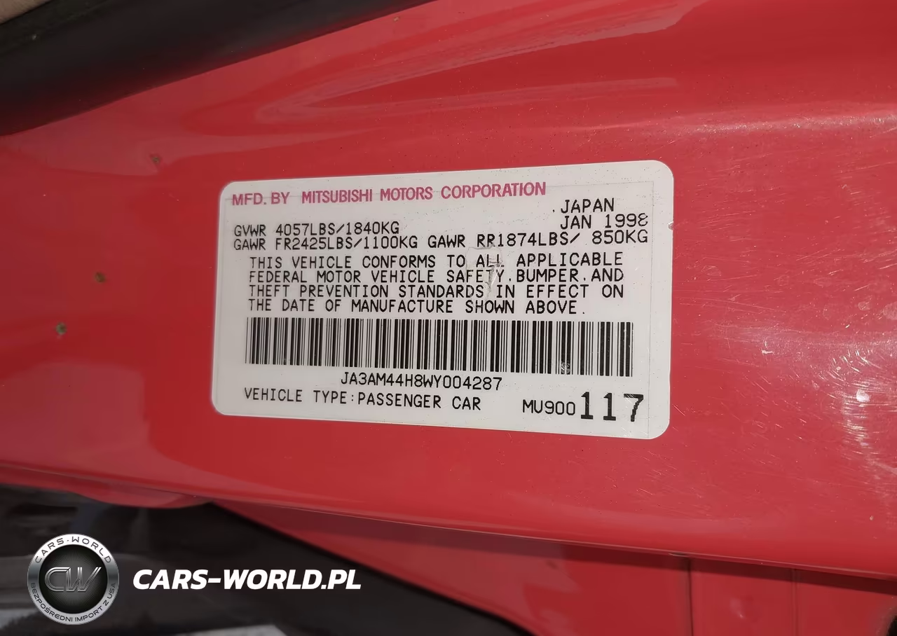 1998 Mitsubishi 3000 Gt VIN:JA3AM44H8WY004287 - 9