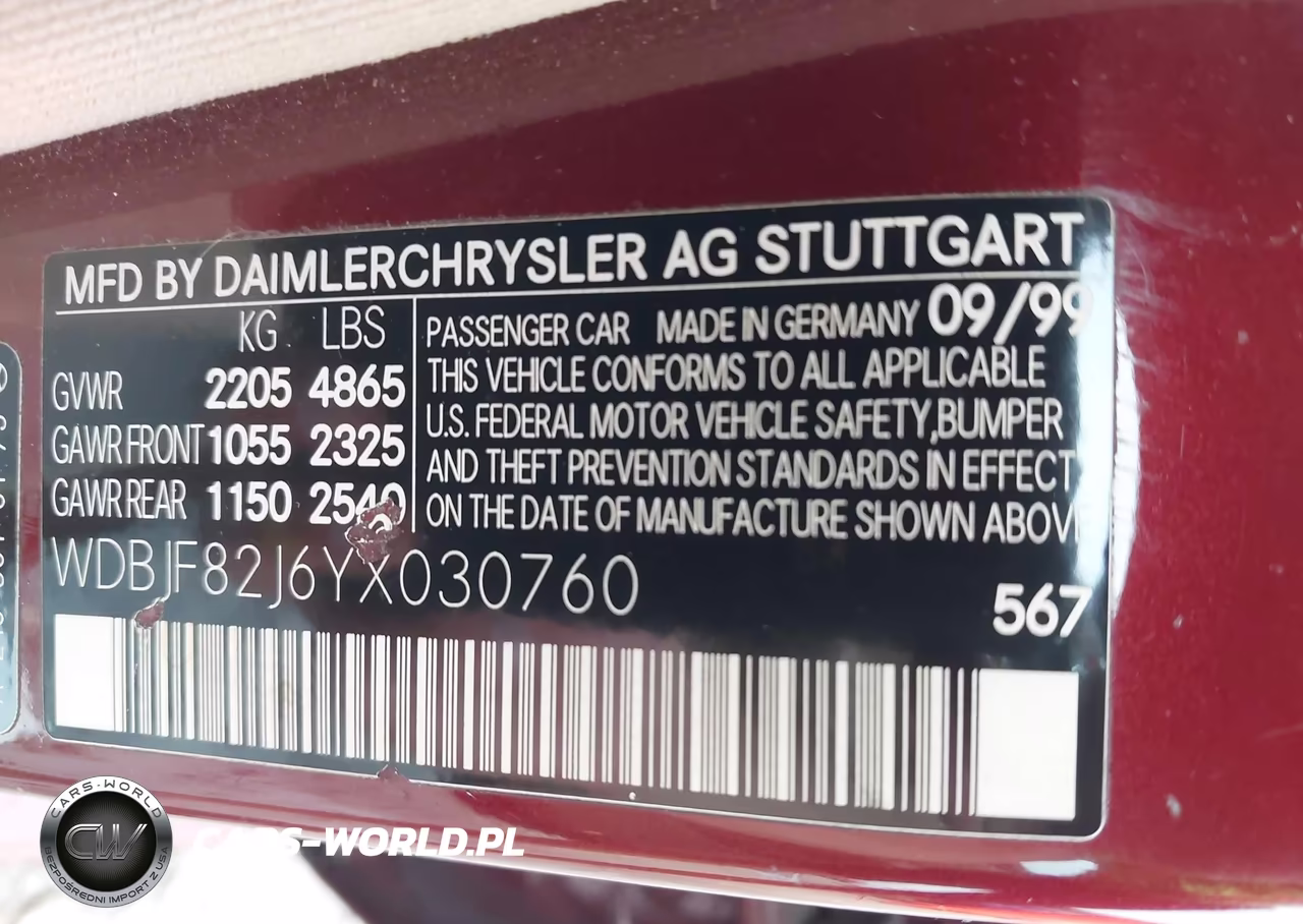 2000 Mercedes-Benz E 320 4M VIN:WDBJF82J6YX030760 - 9