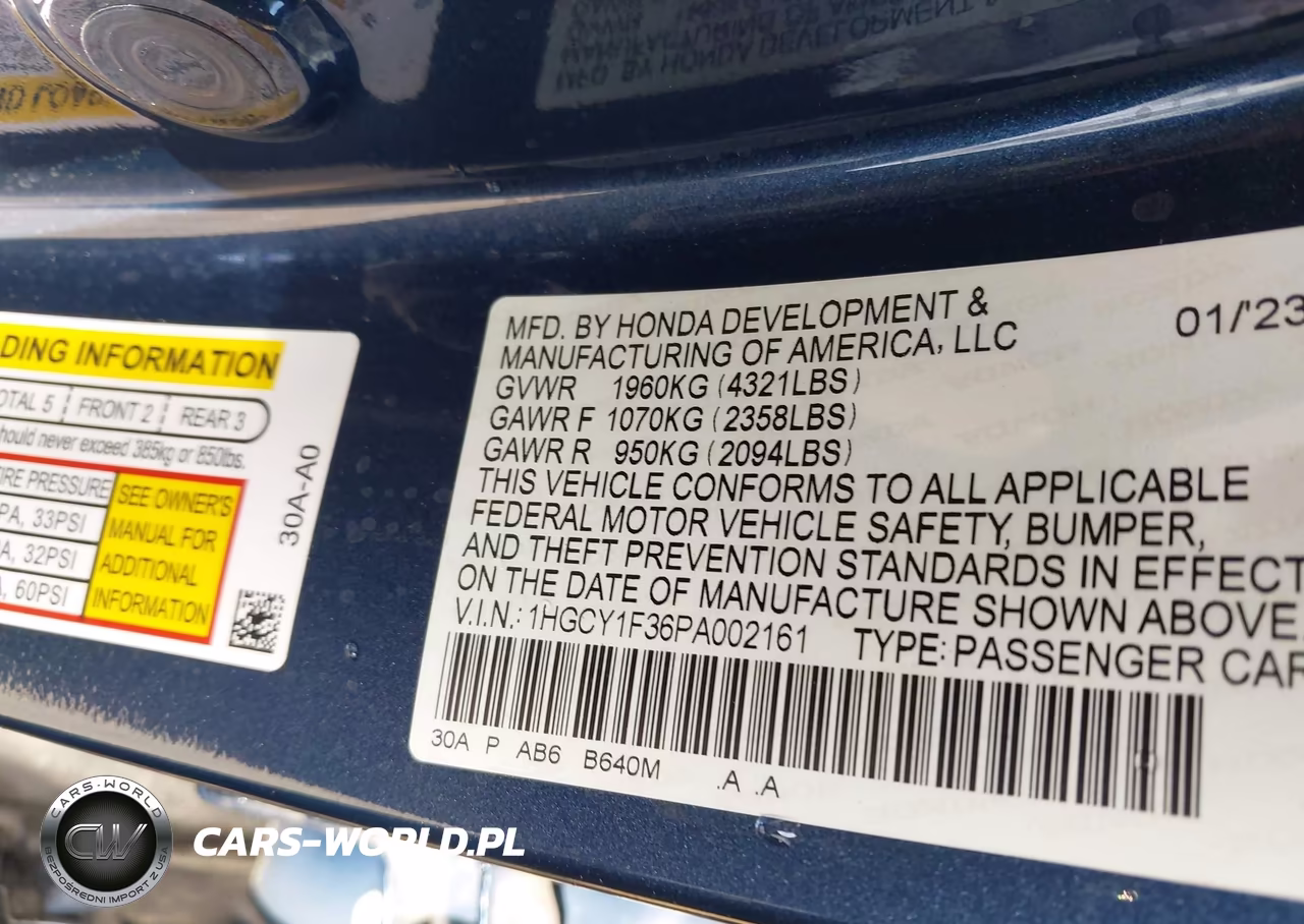 2023 Honda Accord Ex VIN:1HGCY1F36PA002161 - 9