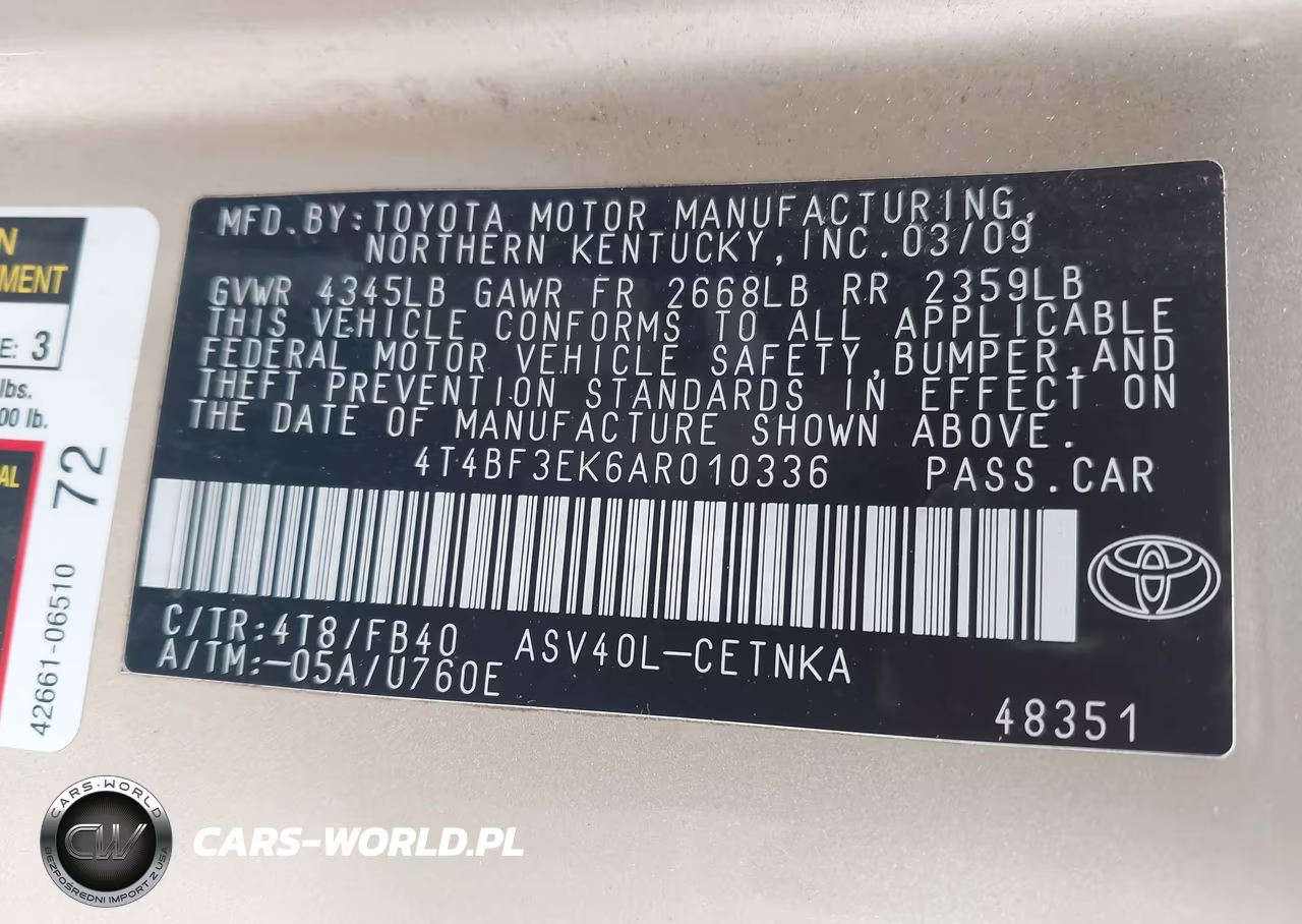 2010 Toyota Camry Le VIN:4T4BF3EK6AR010336 - 9