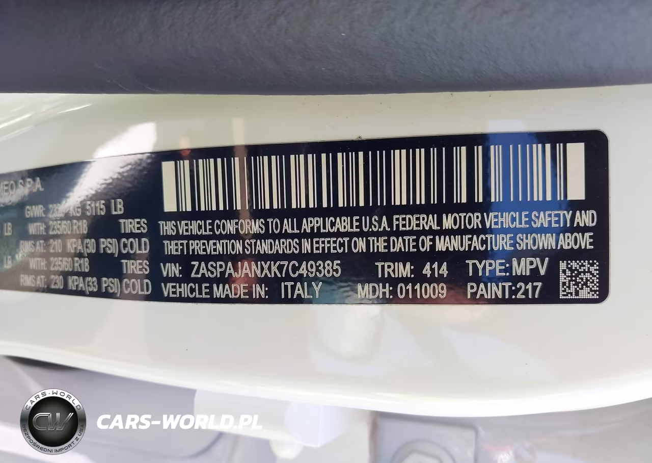 2019 Alfa Romeo Stelvio Rwd VIN:ZASPAJANXK7C49385 - 9