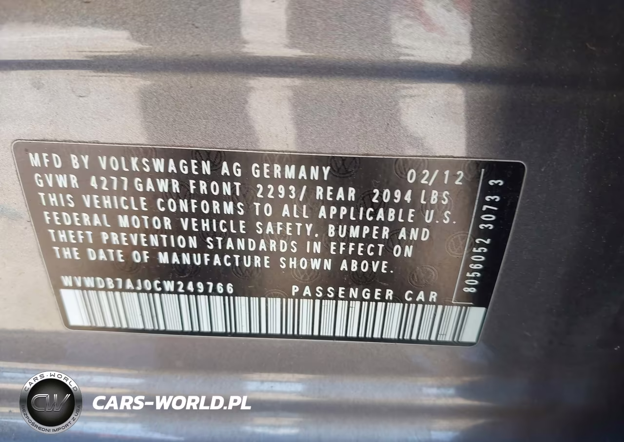 2012 Volkswagen Golf 2.5L 4-Door VIN:WVWDB7AJ0CW249766 - 9