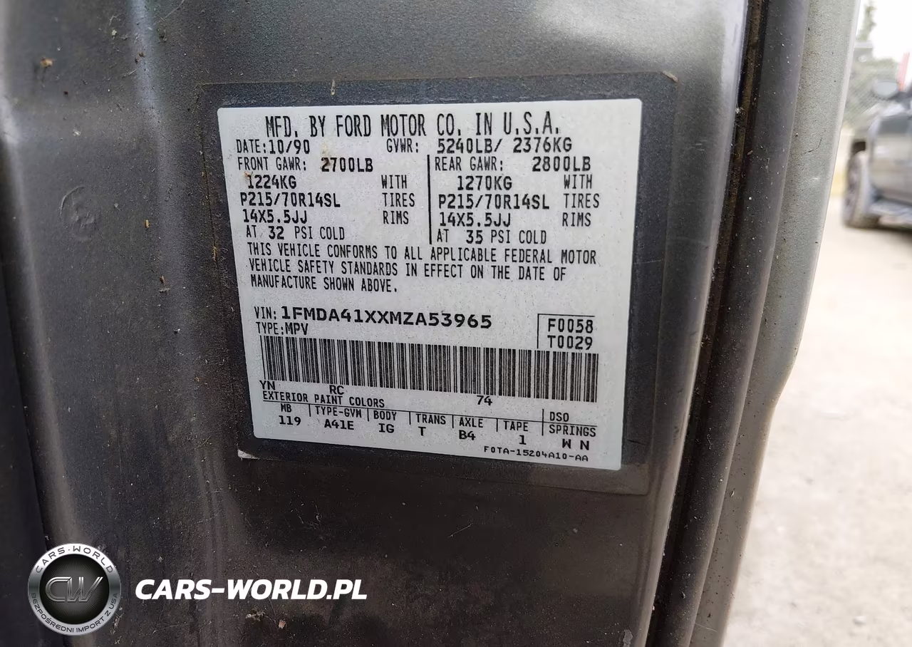 1991 Ford Aerostar VIN:1FMDA41XXMZA53965 - 9