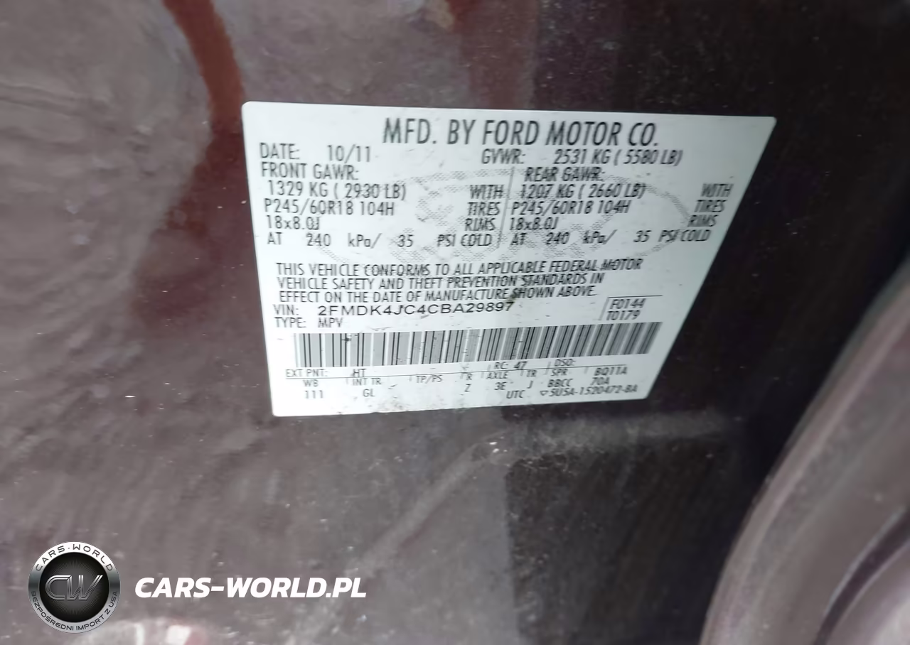 2012 Ford Edge Sel VIN:2FMDK4JC4CBA29897 - 9