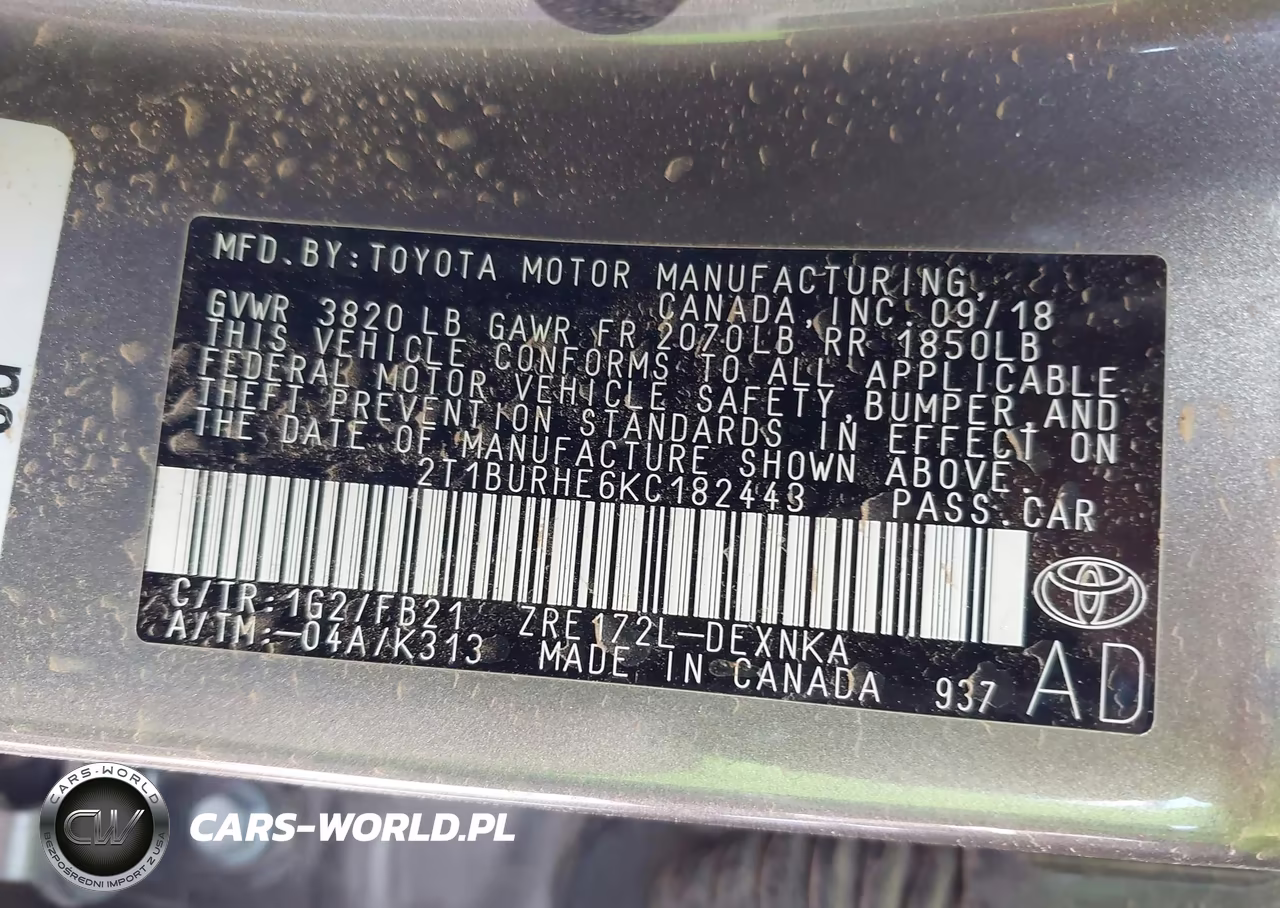 2019 Toyota Corolla Le VIN:2T1BURHE6KC182443 - 9