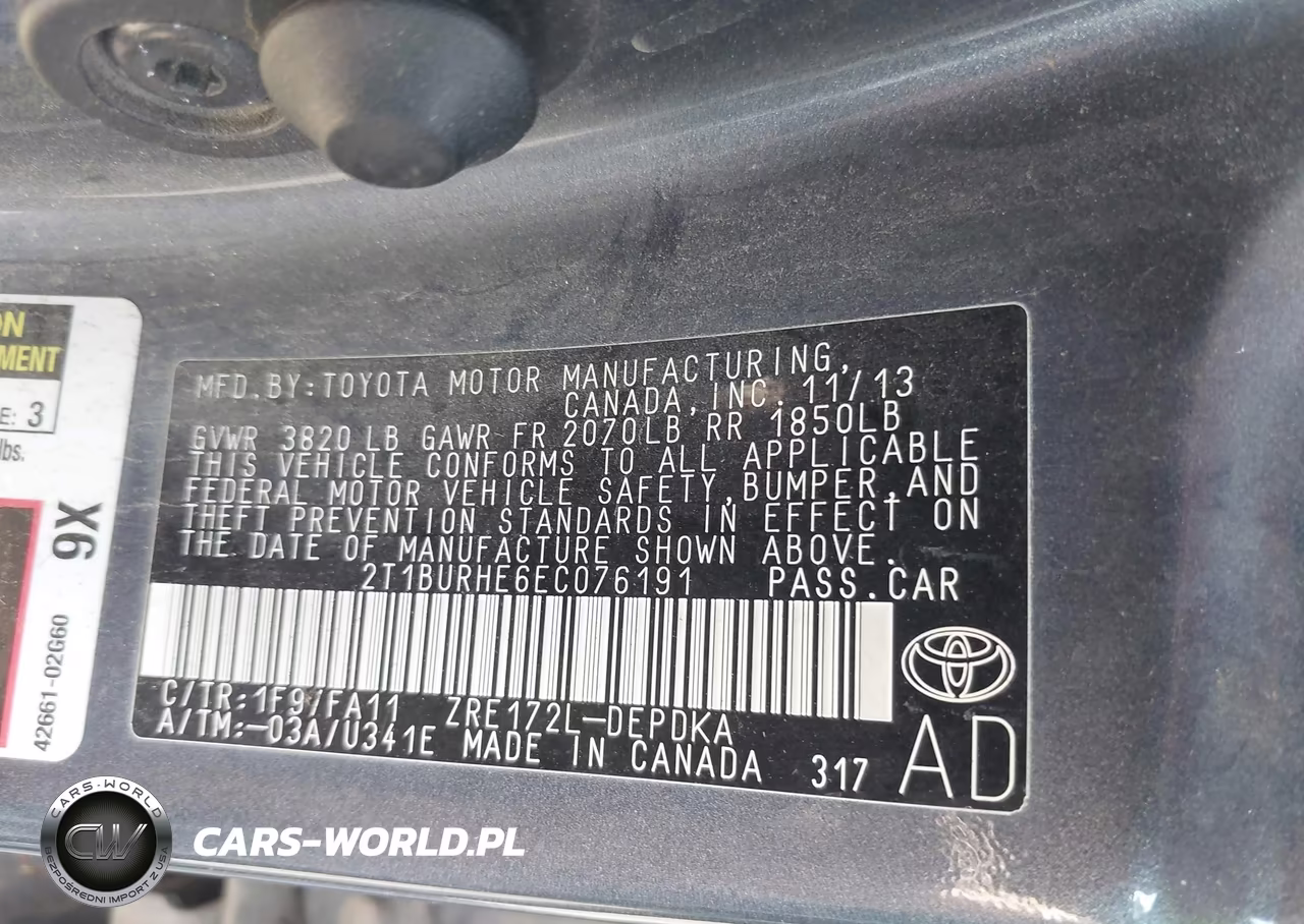 2014 Toyota Corolla L VIN:2T1BURHE6EC076191 - 9