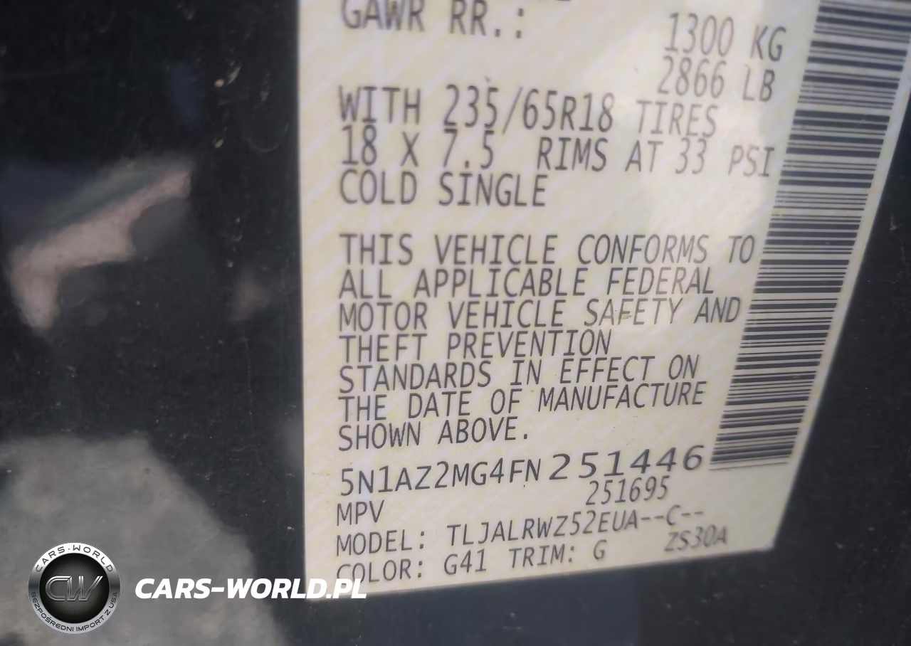 2015 Nissan Murano Sl VIN:5N1AZ2MG4FN251446 - 9