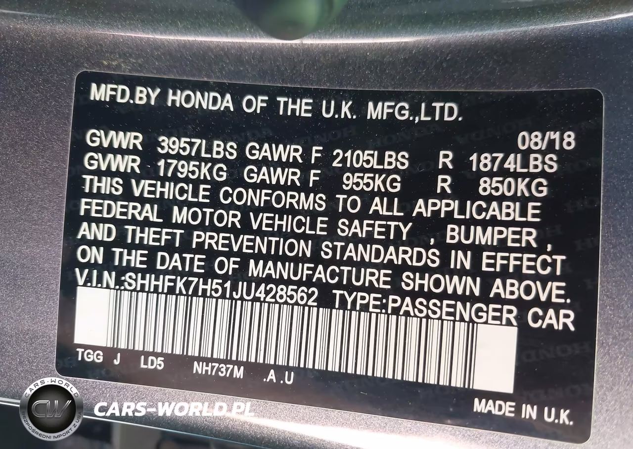 2018 Honda Civic Ex VIN:SHHFK7H51JU428562 - 9
