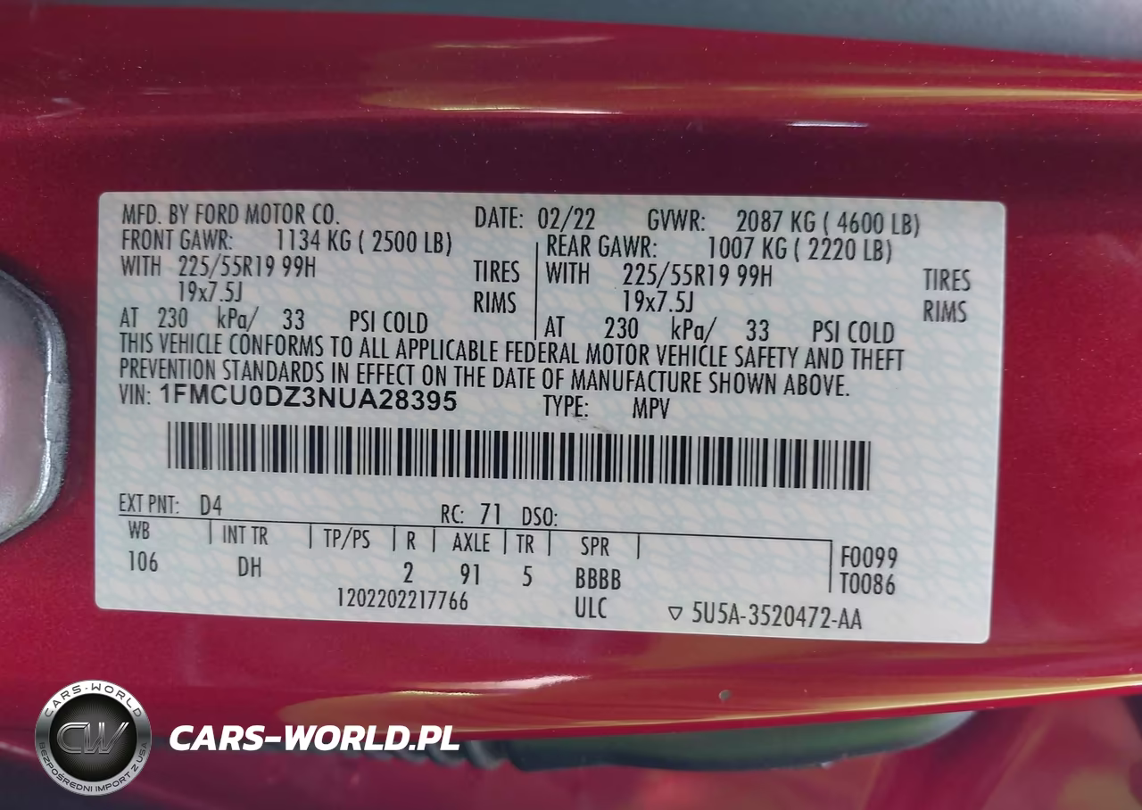 2022 Ford Escape Titanium Hybrid VIN:1FMCU0DZ3NUA28395 - 9