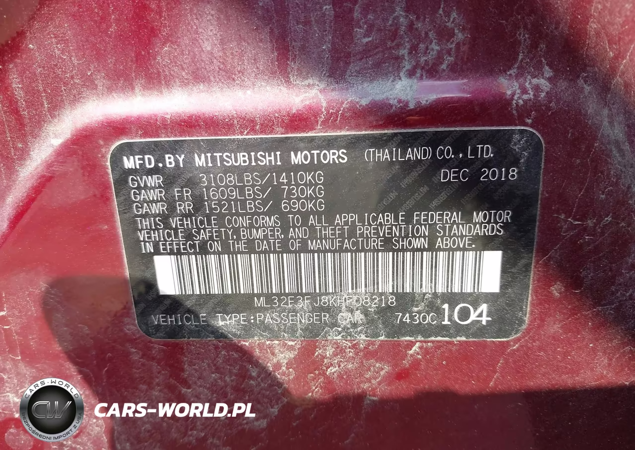 2019 Mitsubishi Mirage G4 Es VIN:ML32F3FJ8KHF08218 - 9
