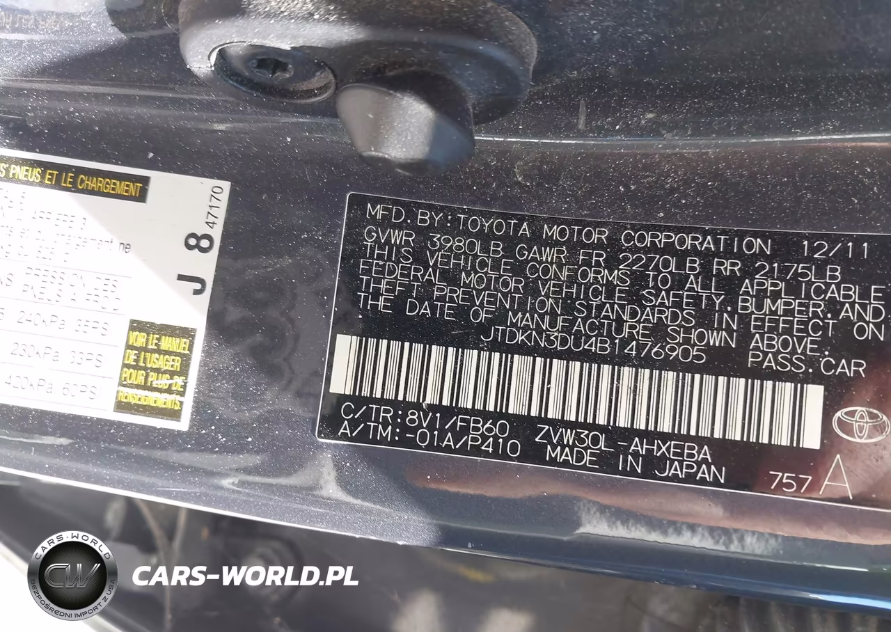 2011 Toyota Prius Two VIN:JTDKN3DU4B1476905 - 9