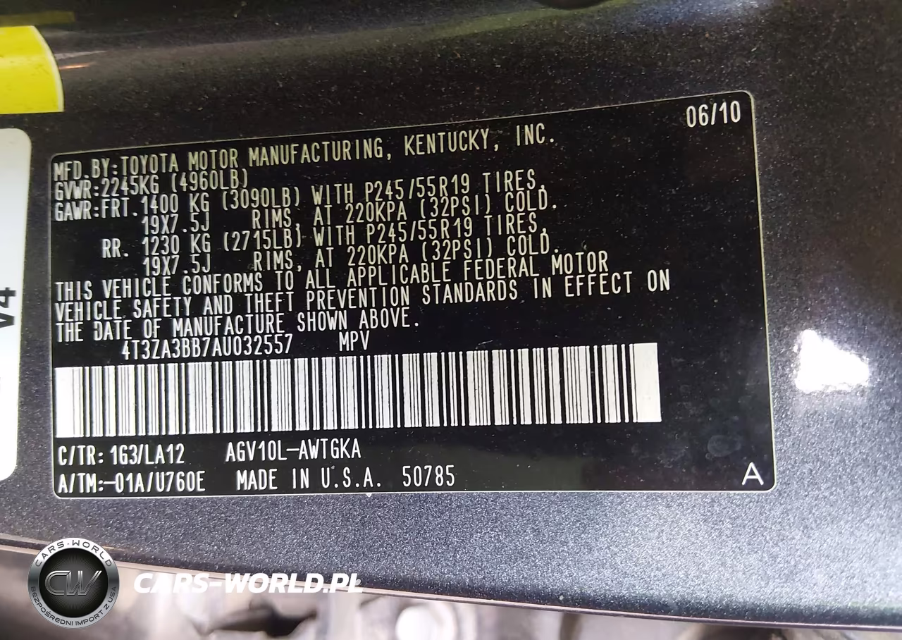 2010 Toyota Venza VIN:4T3ZA3BB7AU032557 - 9