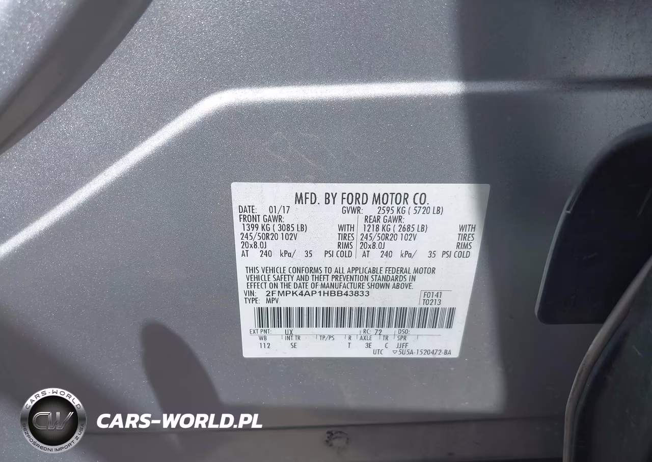 2017 Ford Edge Sport VIN:2FMPK4AP1HBB43833 - 9