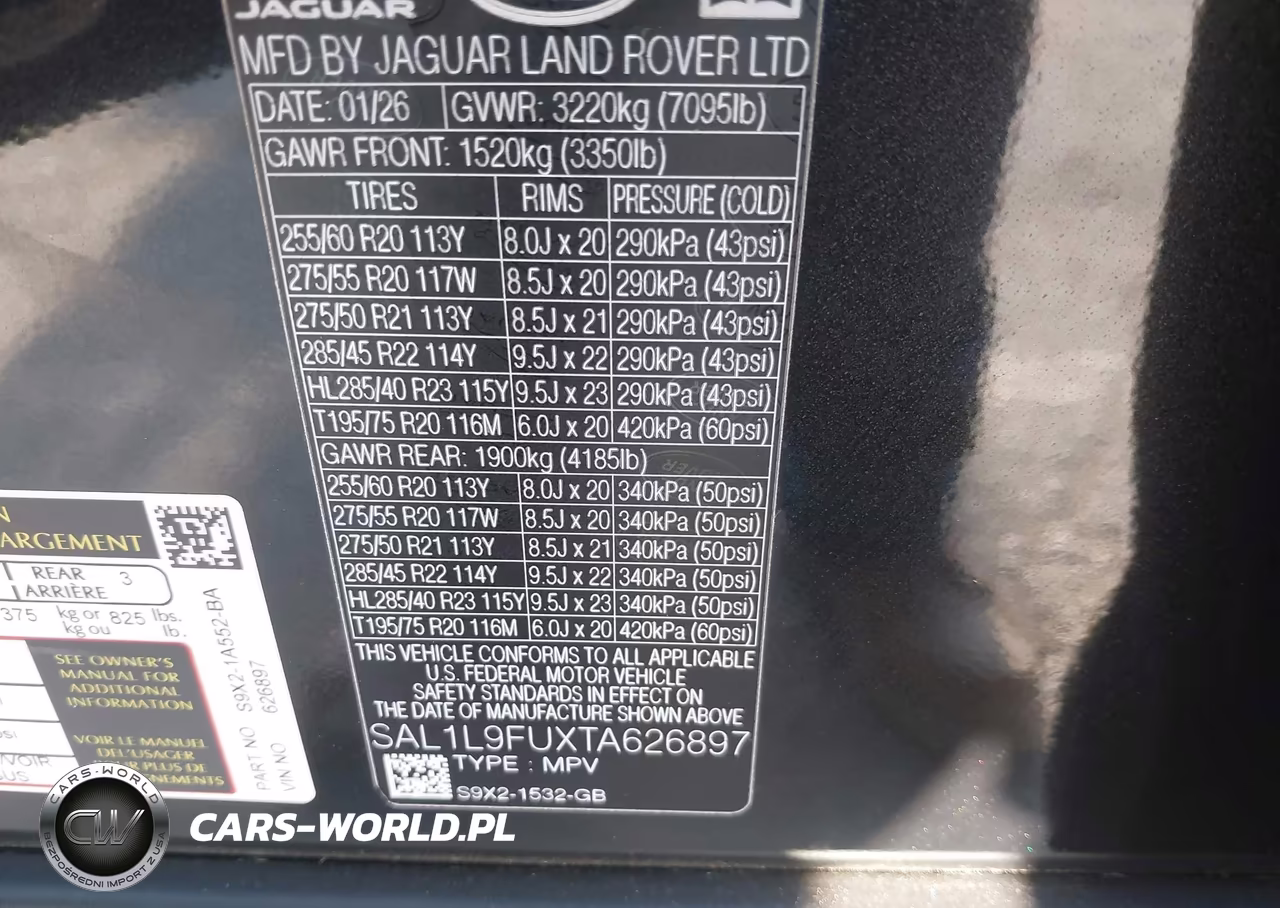 2026 Land Rover Range Rover Sport P400 Dynamic Se VIN:SAL1L9FUXTA626897 - 9