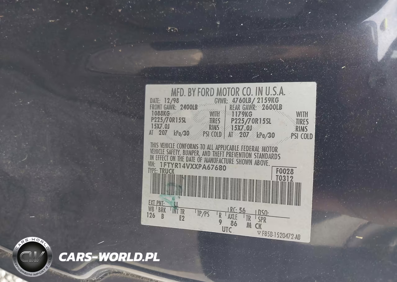 1999 Ford Ranger Xl-Xlt VIN:1FTYR14VXXPA67680 - 9