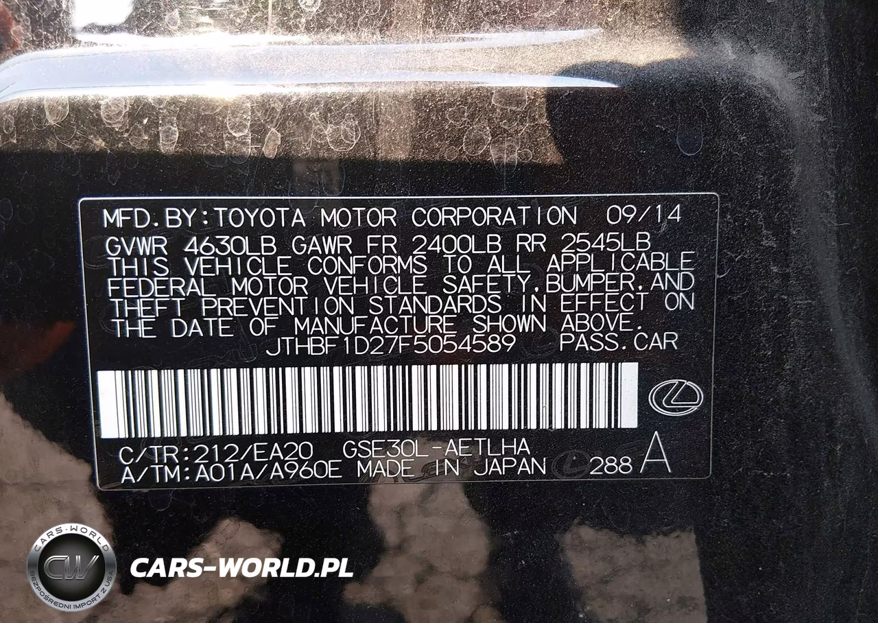 2015 Lexus Is 250 VIN:JTHBF1D27F5054589 - 9