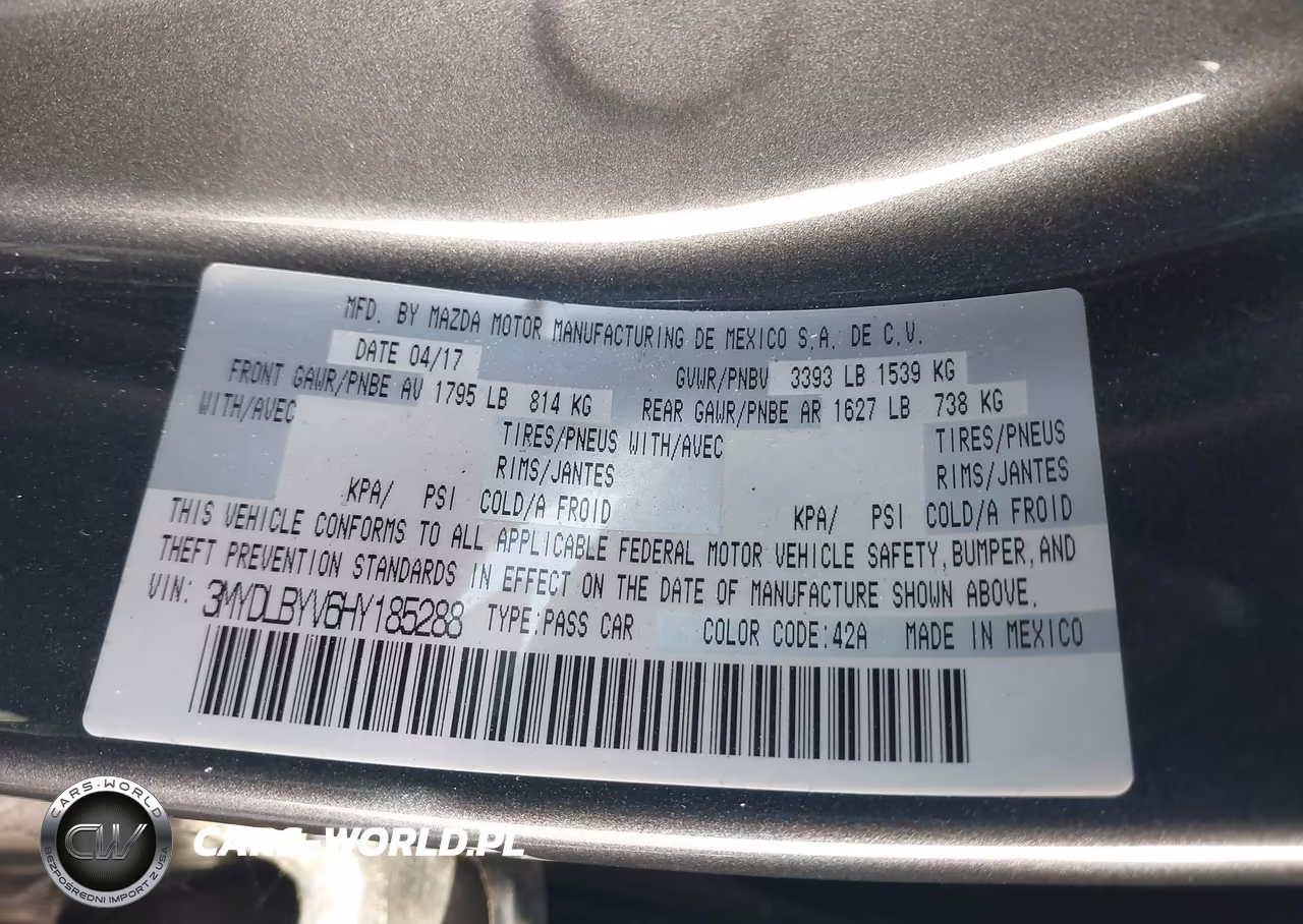TOYOTA YARIS IA VIN:3MYDLBYV6HY185288 - 9