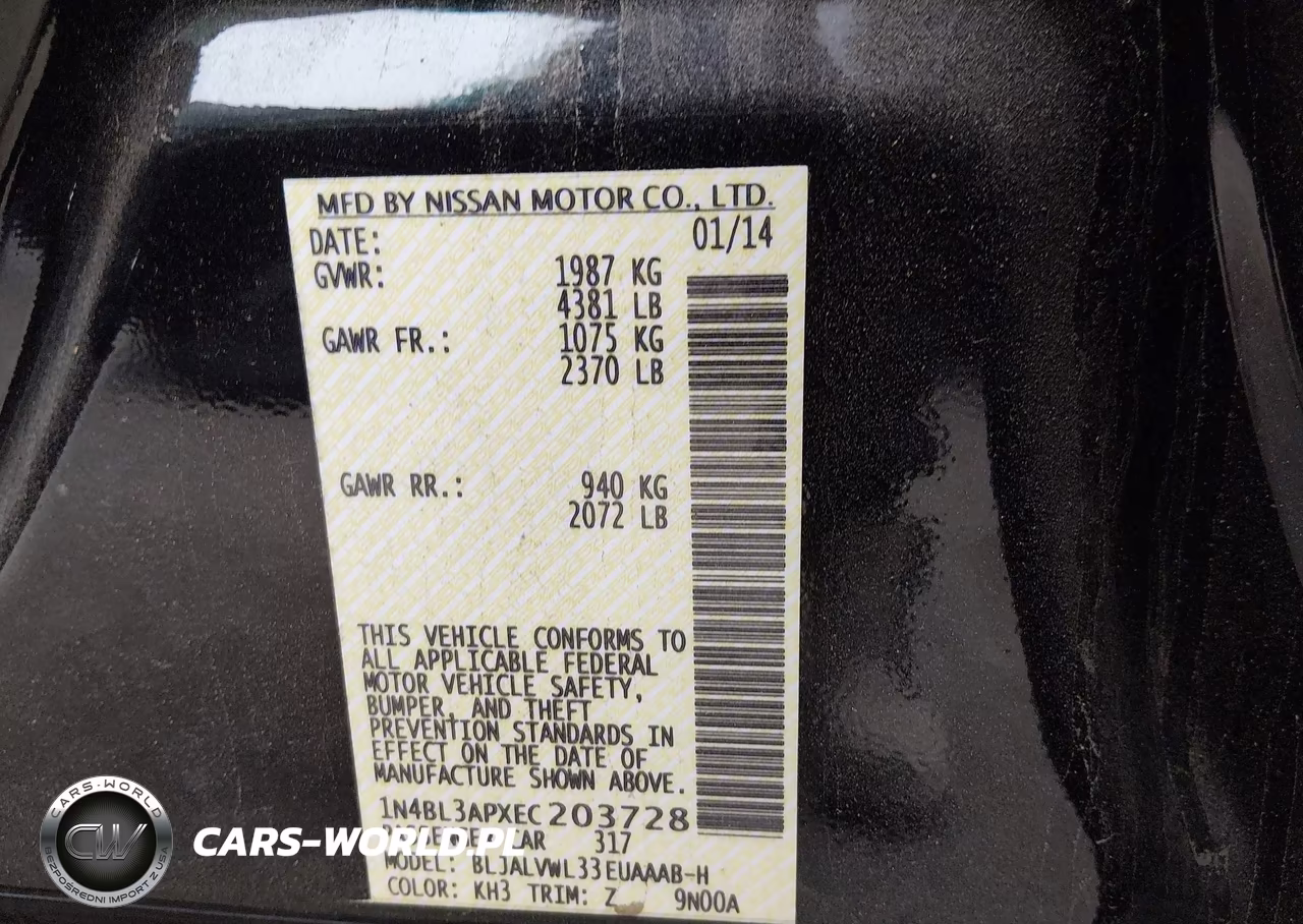 2014 Nissan Altima 3.5 Sl VIN:1N4BL3APXEC203728 - 9