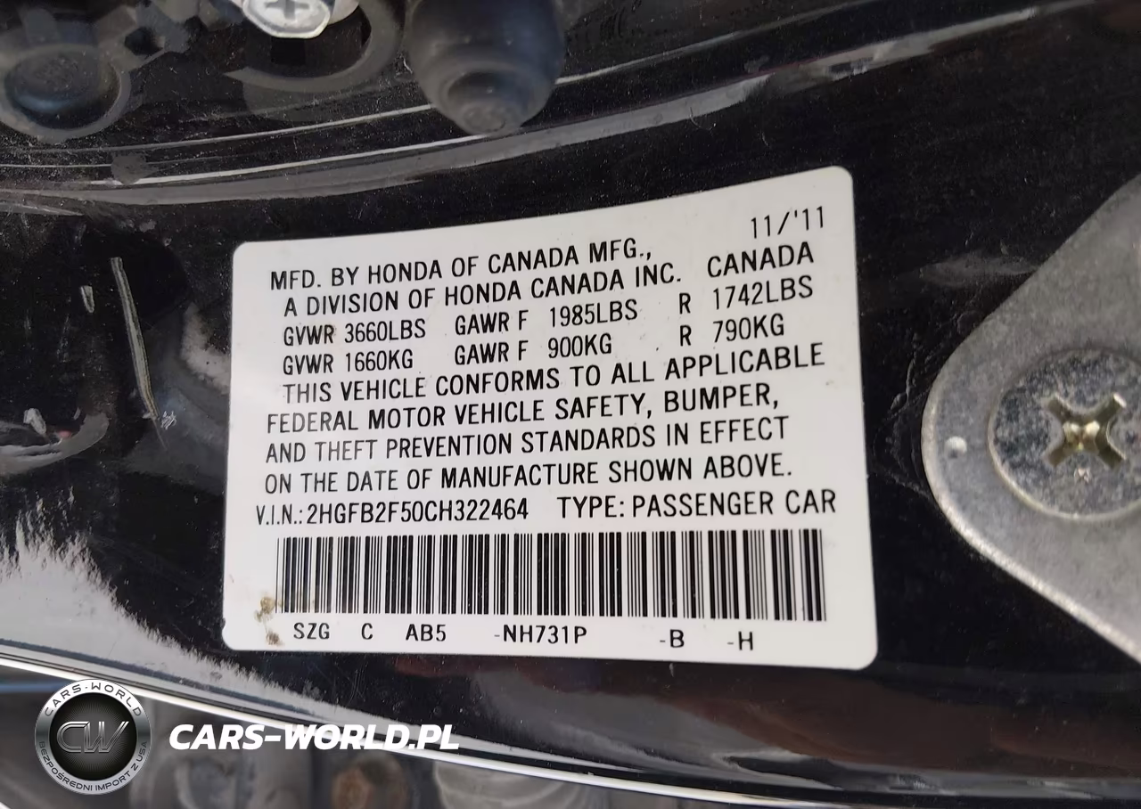 2012 Honda Civic Lx VIN:2HGFB2F50CH322464 - 9