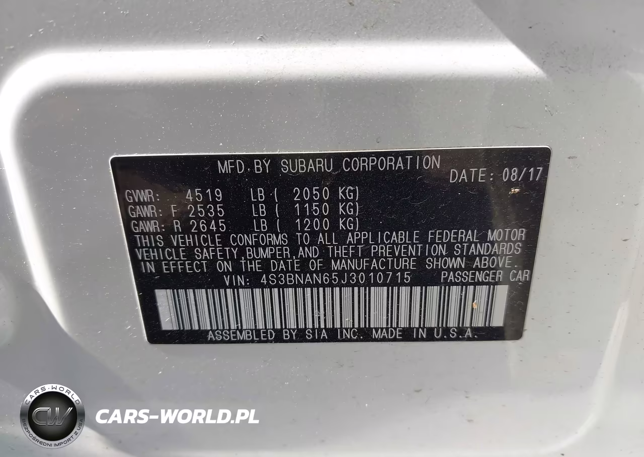 2018 Subaru Legacy 2.5I Limited VIN:4S3BNAN65J3010715 - 9
